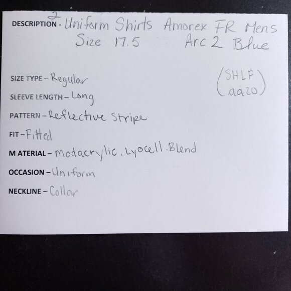 2 Uniform Shirts Amorex FR Men's Size 17.5 Arc 2 Blue - Picture 7 of 7